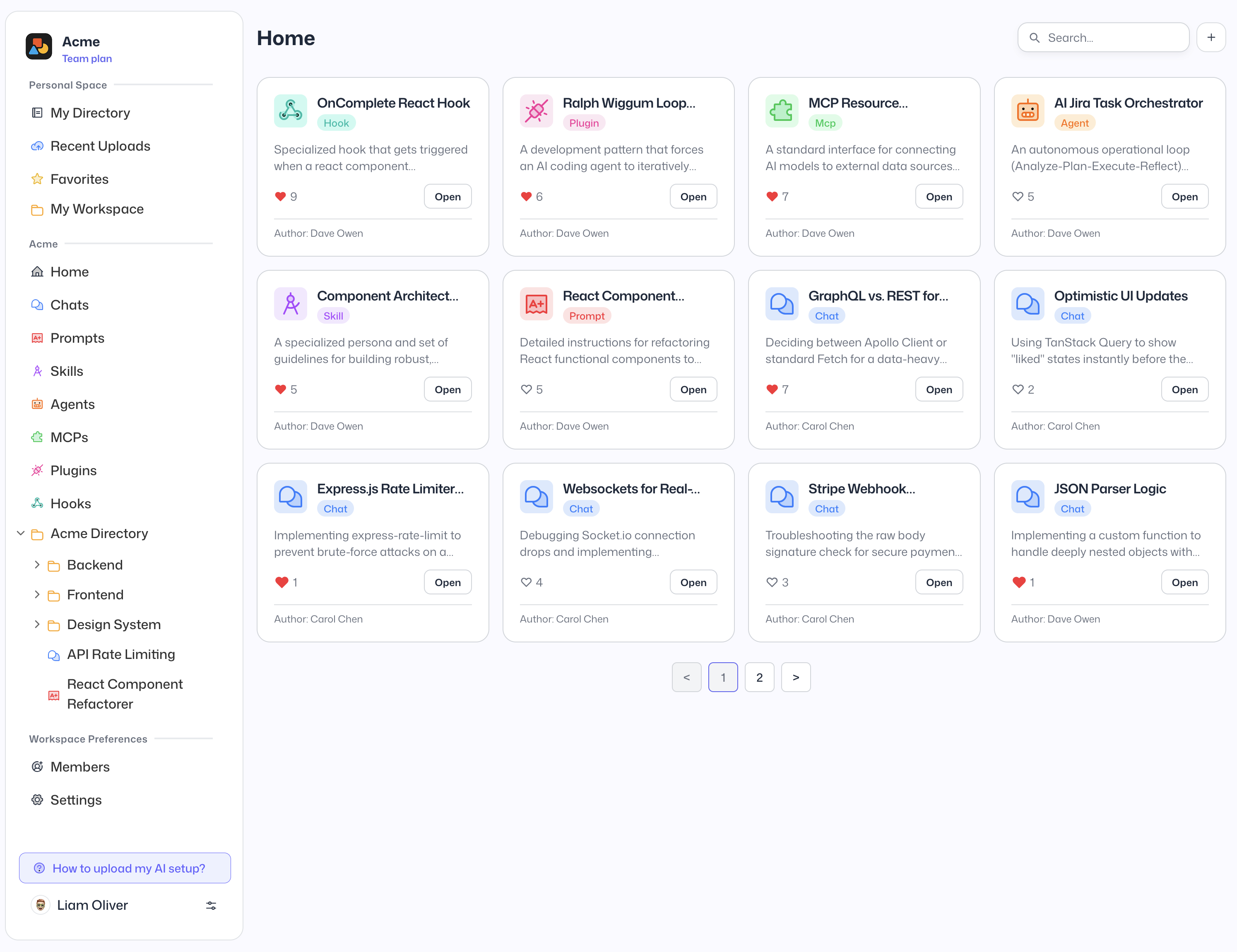 Cooontext home screen showing agents, skills, MCPs, plugins, prompts, and chats
