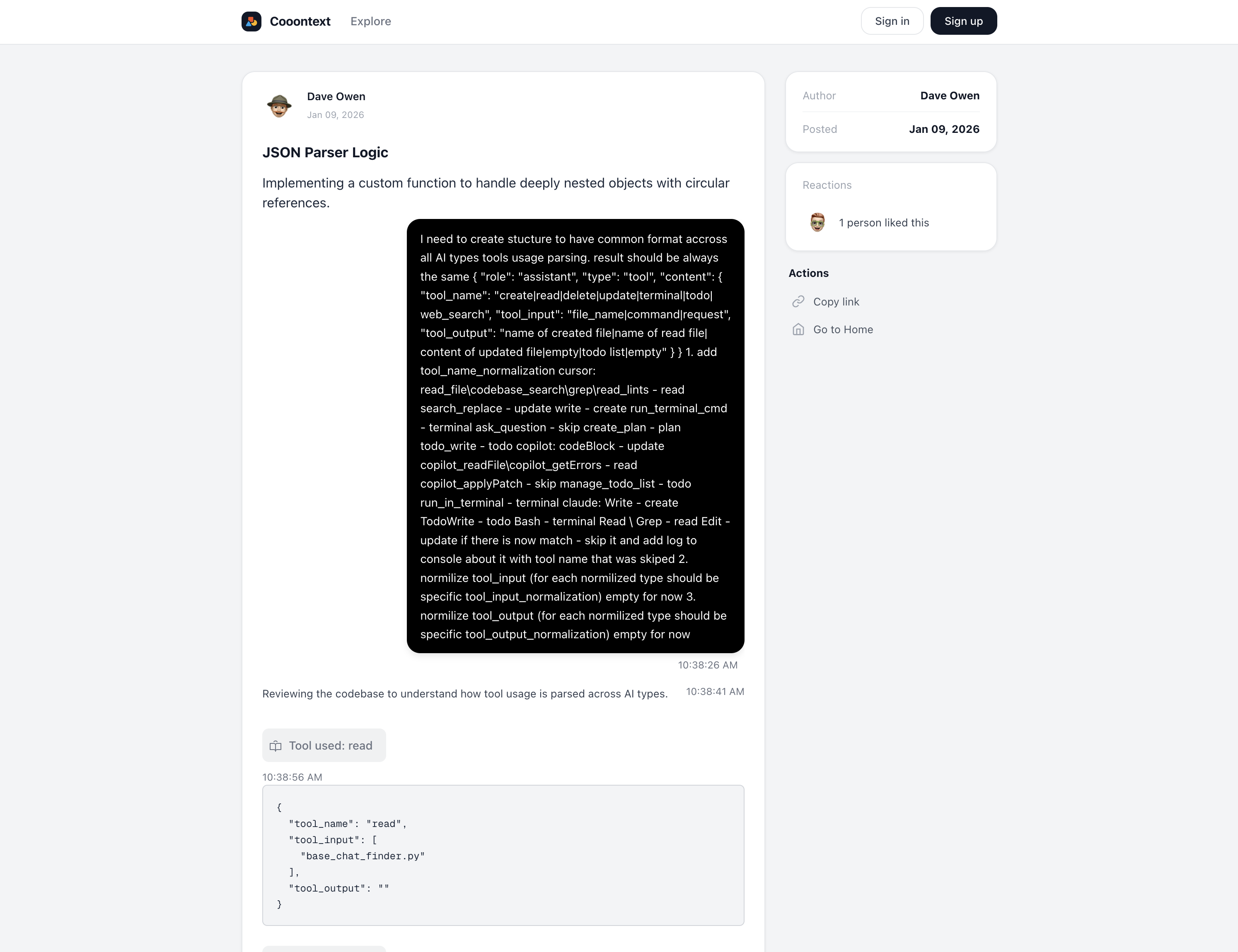 Cooontext sharing interface for exporting and distributing AI resources