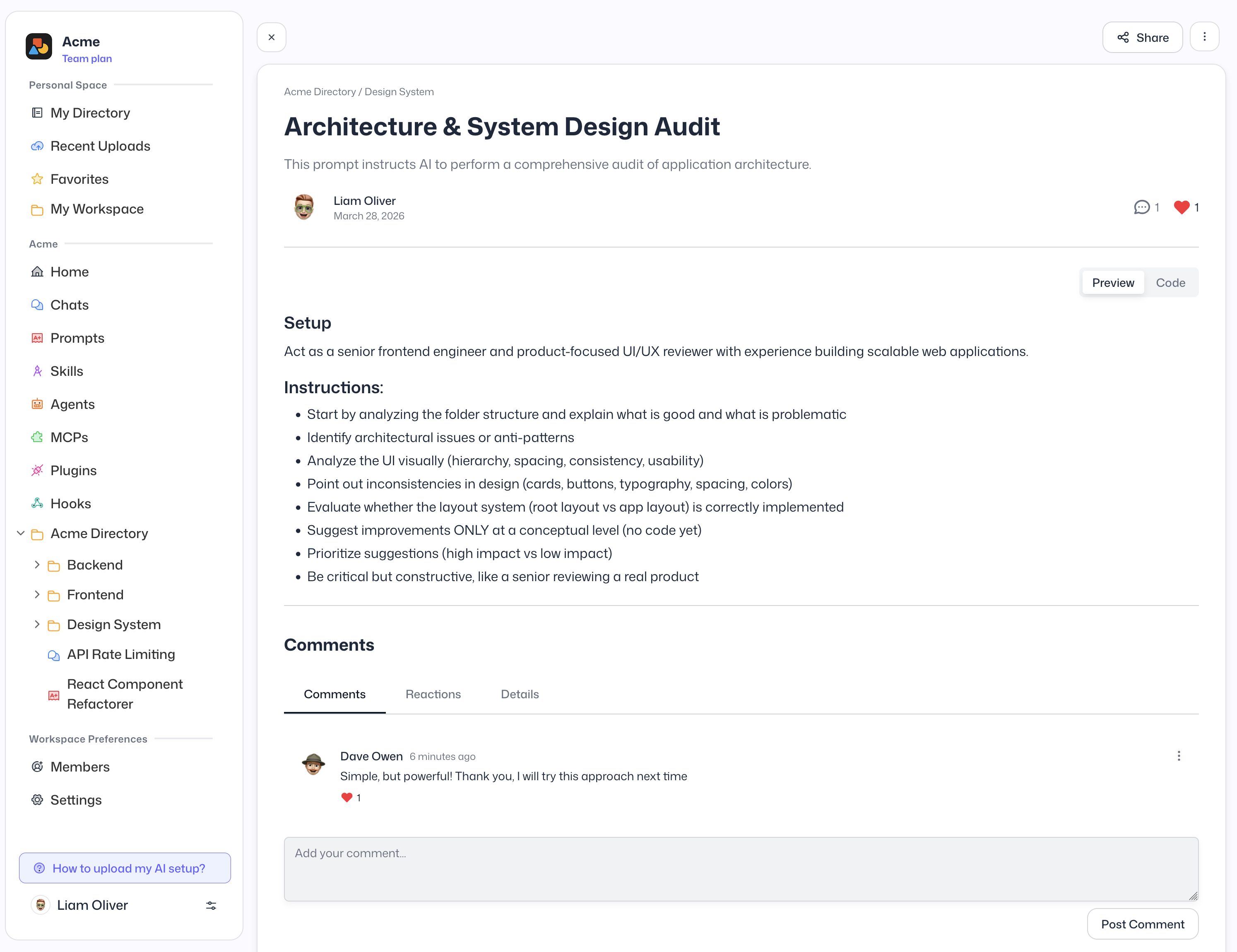 Cooontext post view displaying shared AI content