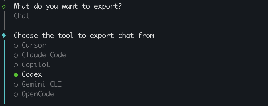 Select Codex as the source