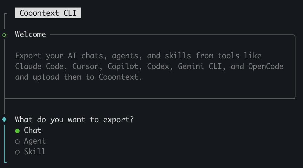 Run ctx export and choose Chat