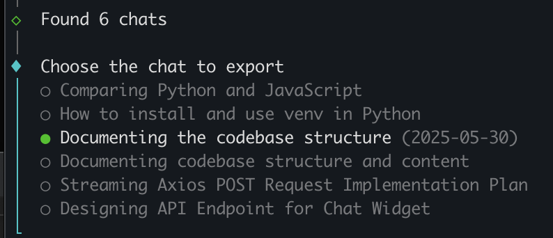 Select which chat session to export